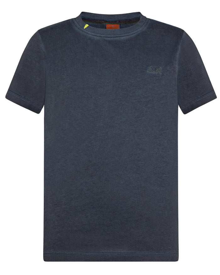 SUN68 Special Dyed Blue Cotton T-Shirt 2