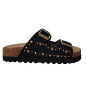 Gaelle scarpe donna SANDALO in SUEDE CON DOPPIA FIBBIA E BORCHIE nero