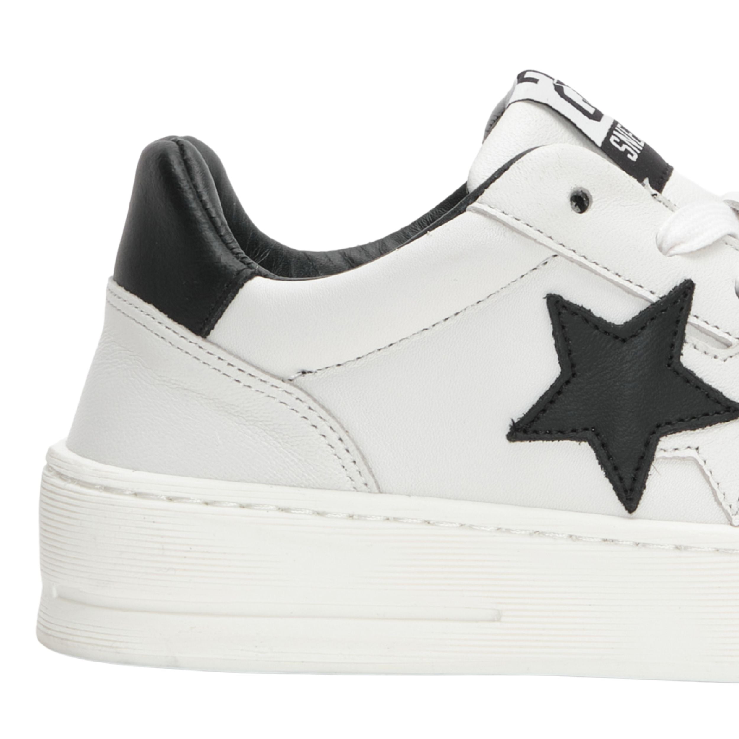 2Star Scarpe Sneakers Made in Italy artigianali New Star Pelle donna Bianco Nero