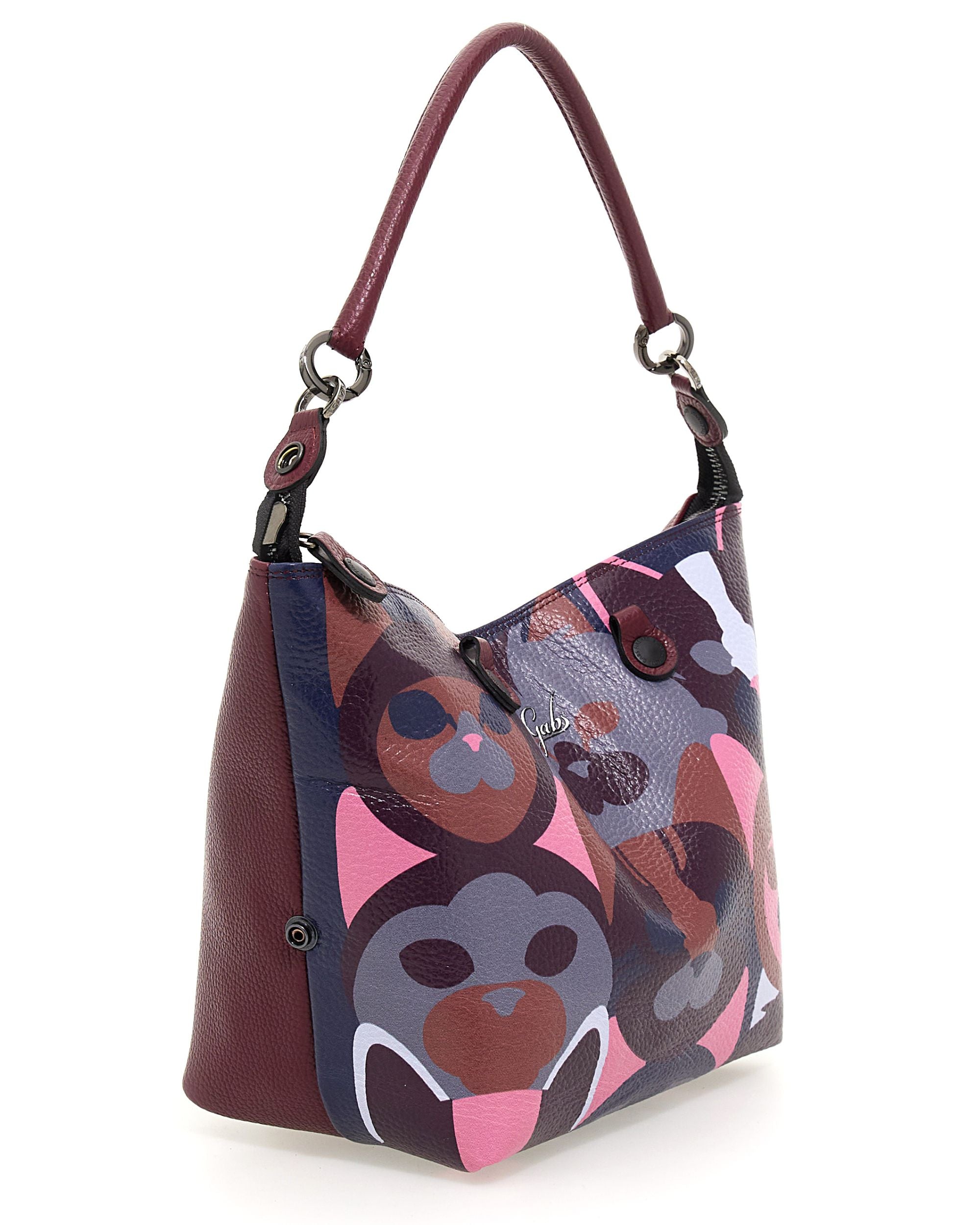 Gabs Trasformabile Zaino Hobo Shopper Tote Bauletto in Pelle Viola