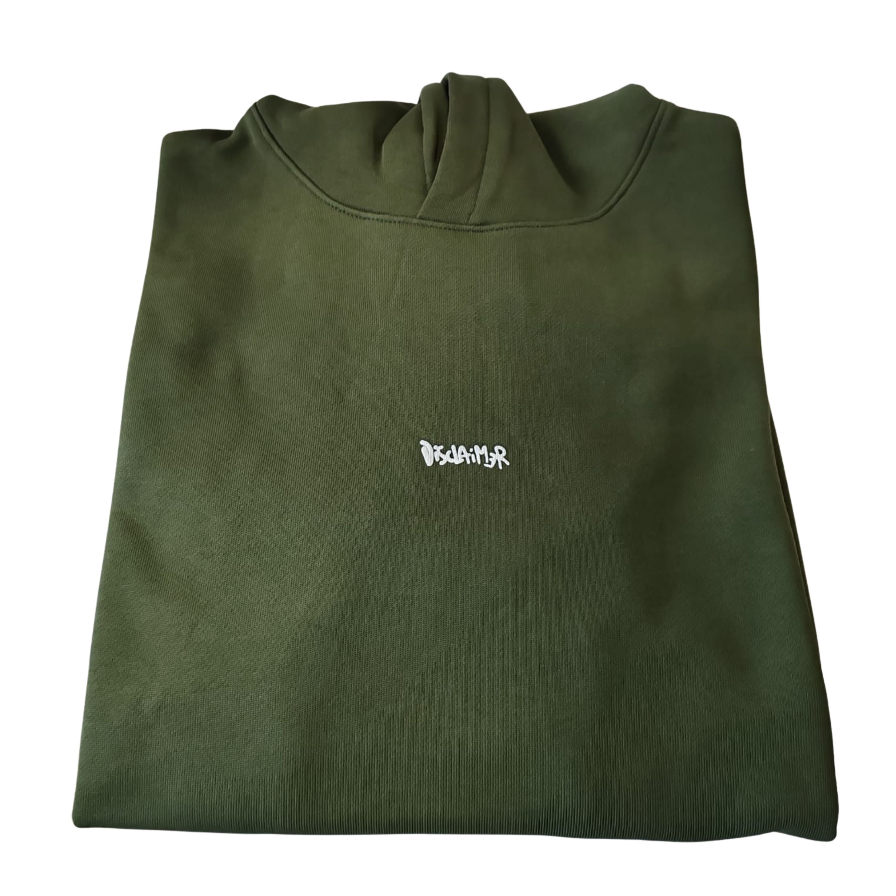 Disclaimer Felpa con Cappuccio Cotone Verde Militare Logo Graffiti Uomo 55145