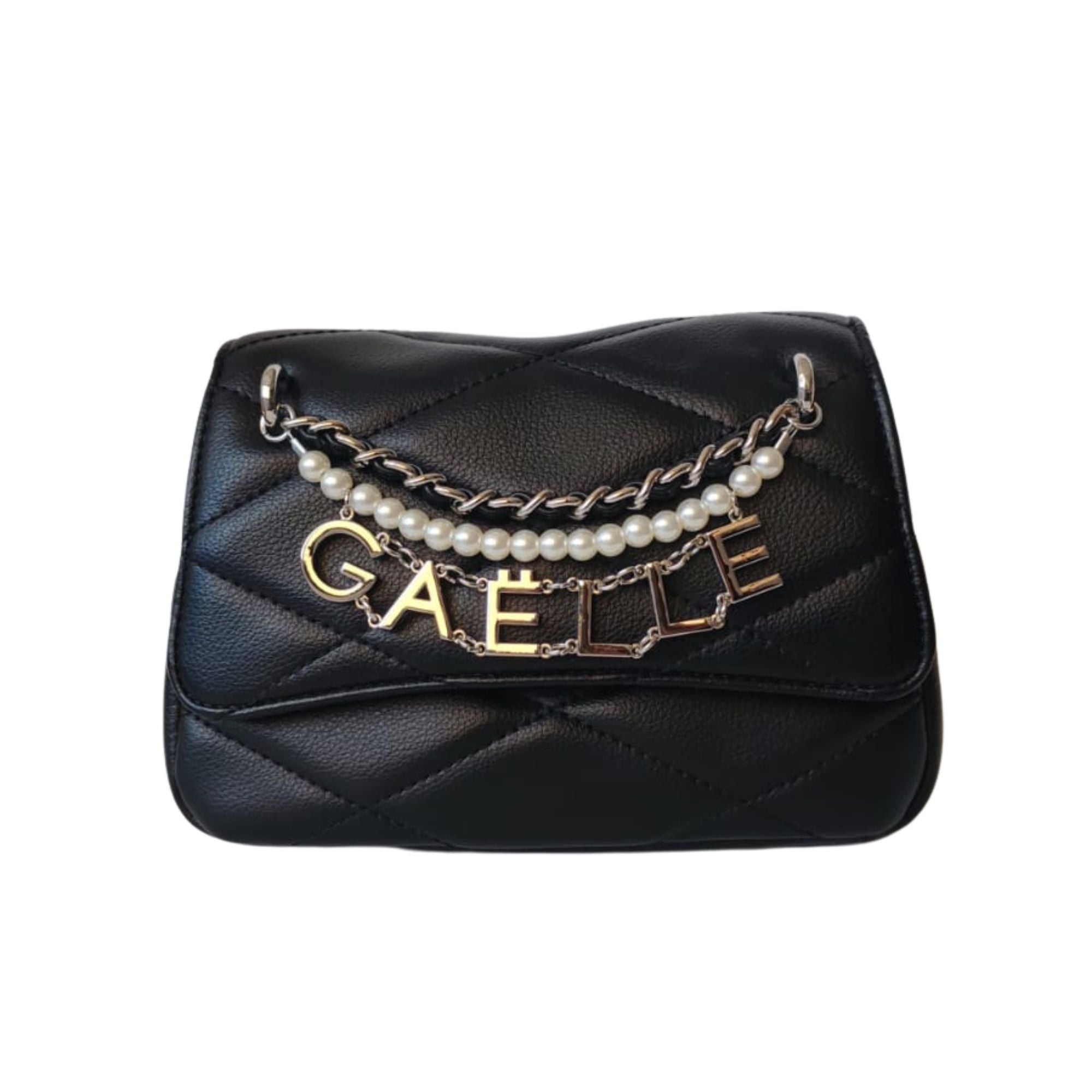 Gaelle Borsa a tracolla Mini Shoulder Strap Perle E Charms nero ecopelle