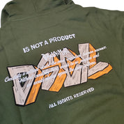 Disclaimer Felpa con Cappuccio Cotone Verde Militare Logo Graffiti Uomo 55145