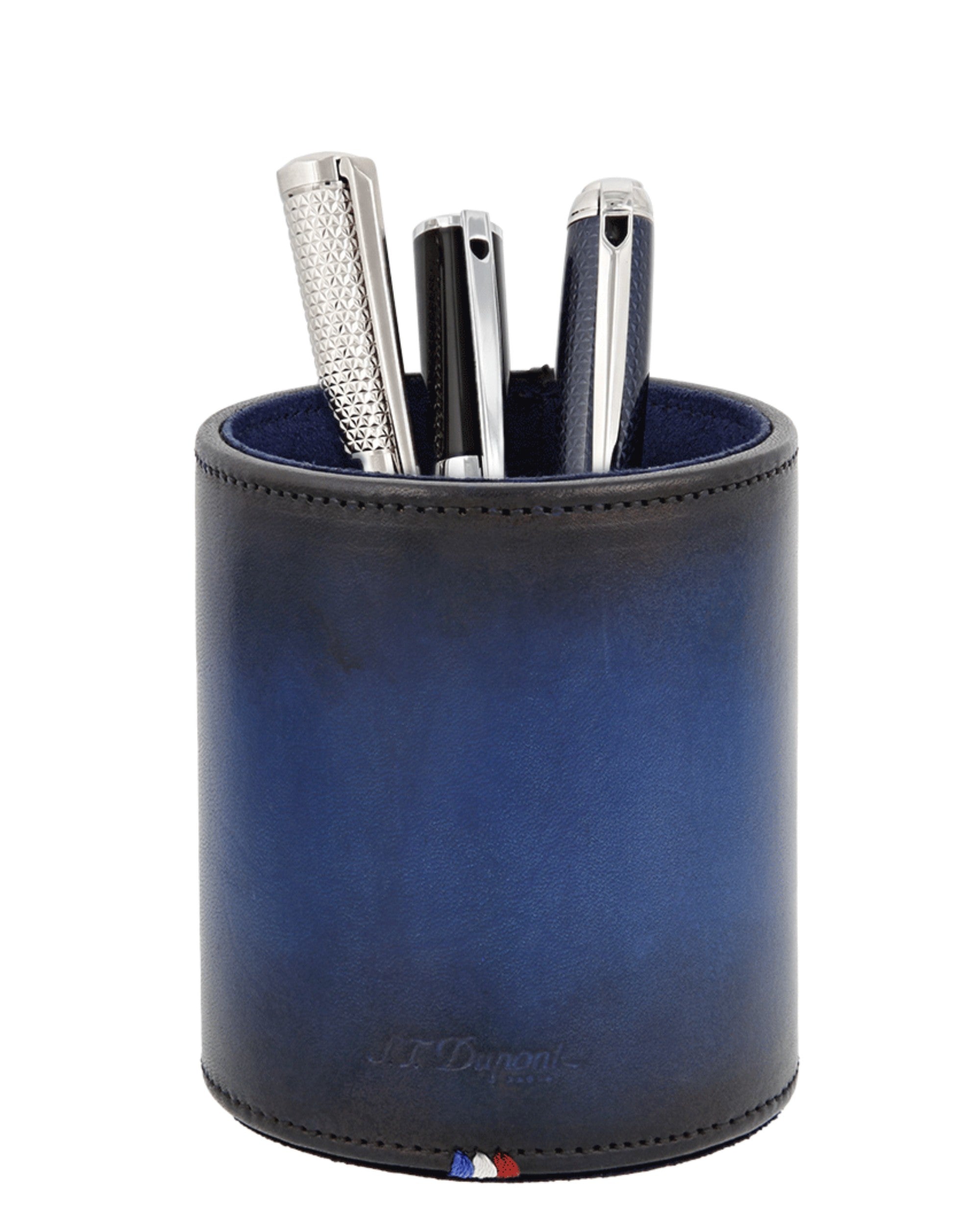 Stdupont Unisex Blue Leather Desk Pen Holder Accessory