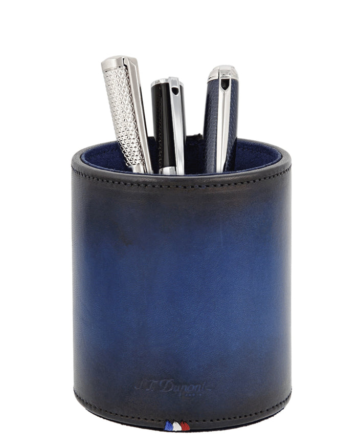 Stdupont Unisex Blue Leather Desk Pen Holder Accessory 3