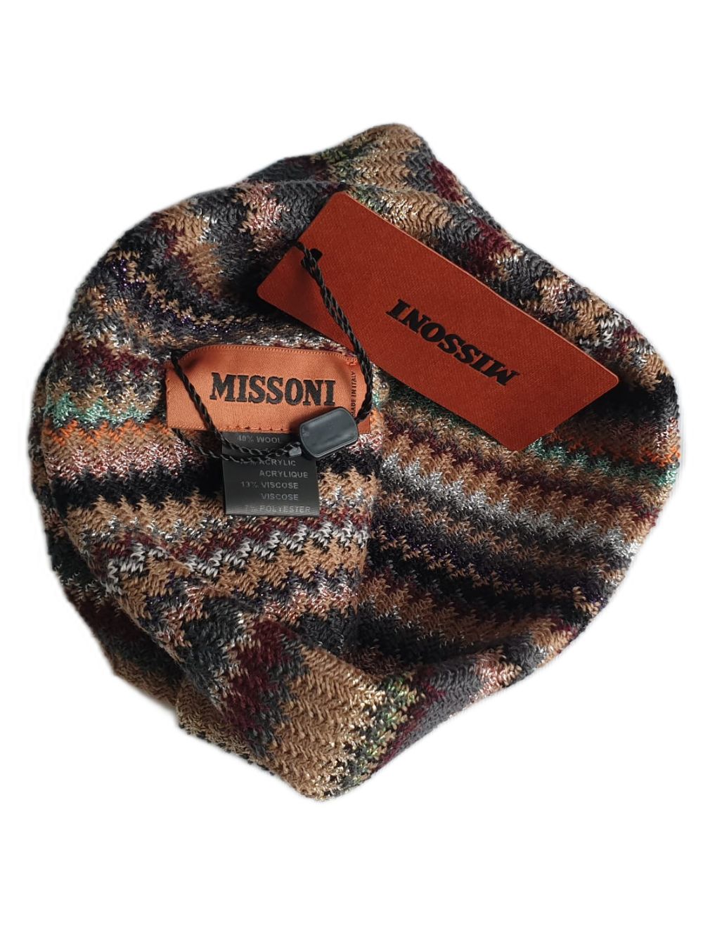 Missoni Geometric Pattern Beanie Wool Blend Multicolor