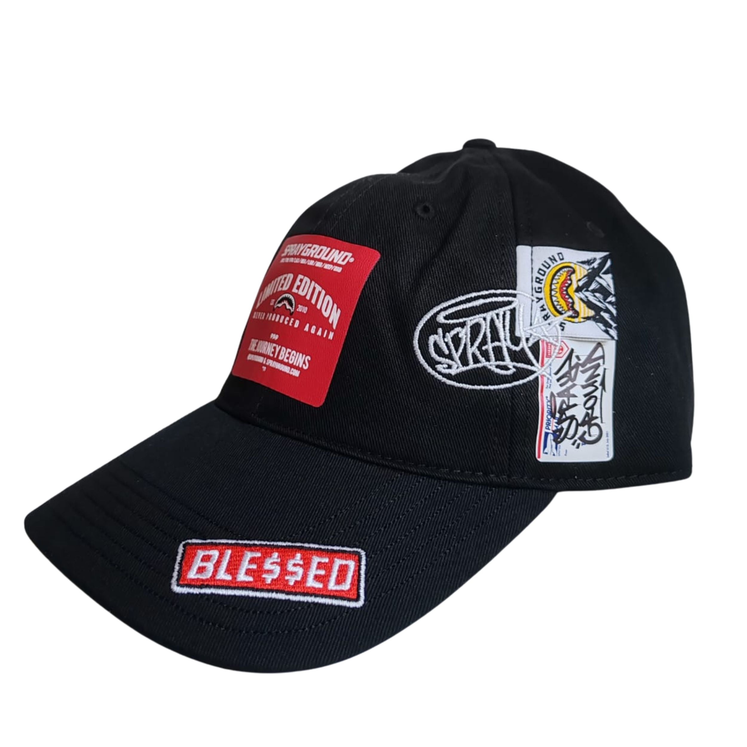 Sprayground cappello baseball SPRAYG LABELS CAP BLACK cotone nero SP15038