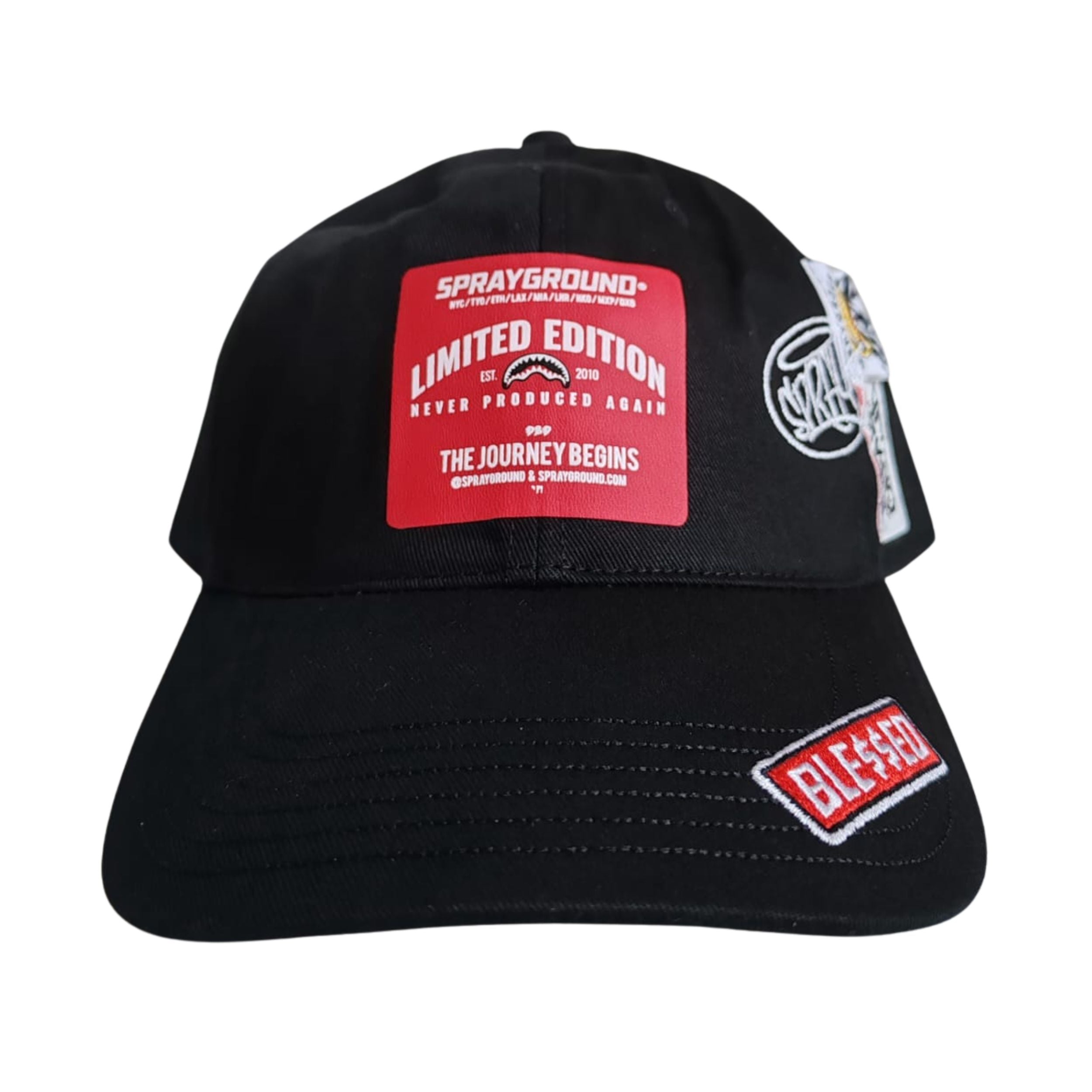 Sprayground cappello baseball SPRAYG LABELS CAP BLACK cotone nero SP15038