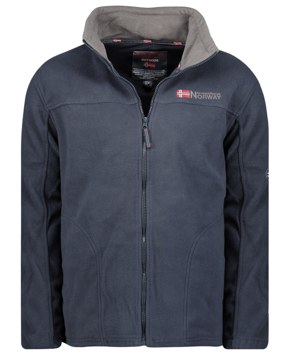 Geographical Norway Pile Maniche Lunghe Full Zip, Capuccio Estraibile Dal Colletto Blu Uomo