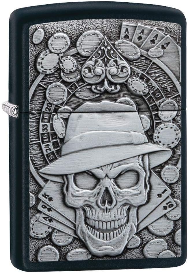 Zippo Windproof Refillable Made In Usa Skull Gambling Black Unisex