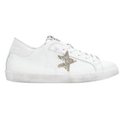 2Star Scarpe Sneakers Made in Italy artigianali PRIME STAR Pelle donna Bianco argento