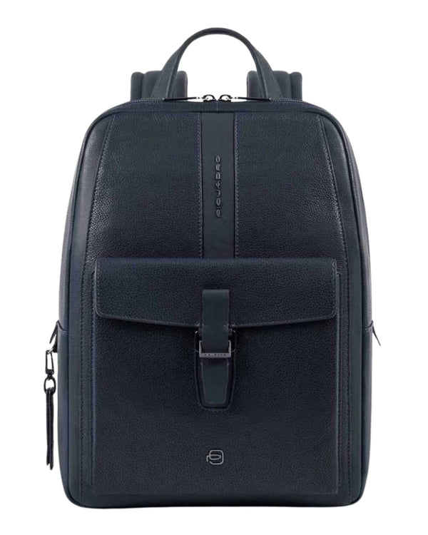 Piquadro Laptop Backpack In Pelle Blu Unisex