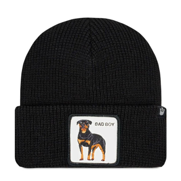 Goorin Bros. Cuffia Beanie con Patch Frontale 'Bad Boy' Misto Cotone Nero Unisex