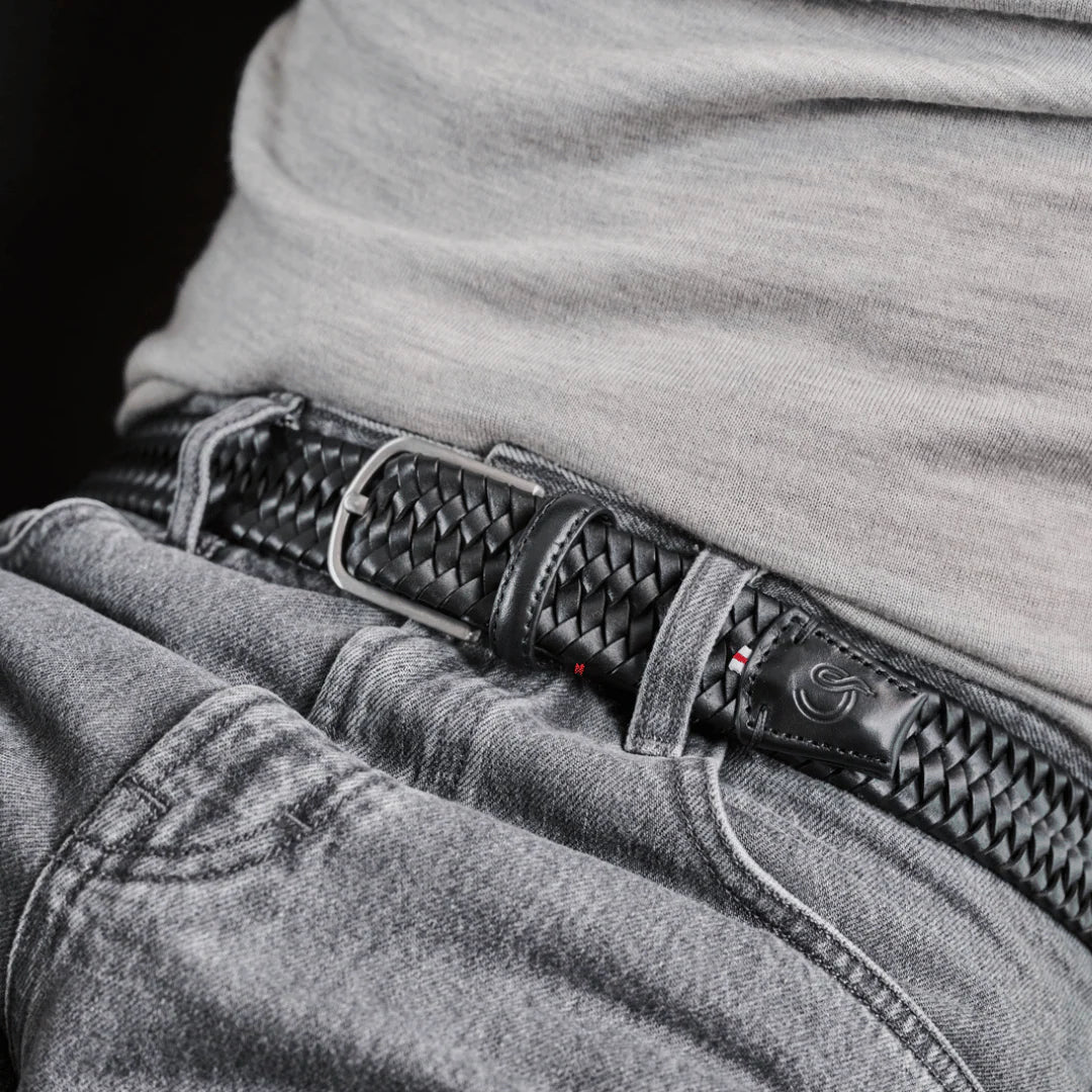 La Boucle cintura intrecciata pelle italiana intarsiata premium box regalo Milano nero