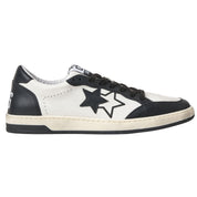 2Star Scarpe Sneakers Made in Italy artigianali Week Star Pelle Bianco Nero Uomo 5054