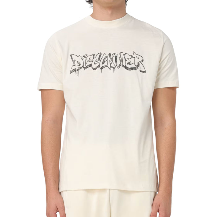 Disclaimer T-Shirt in Jersey 54521 Bianco Latte Uomo 1