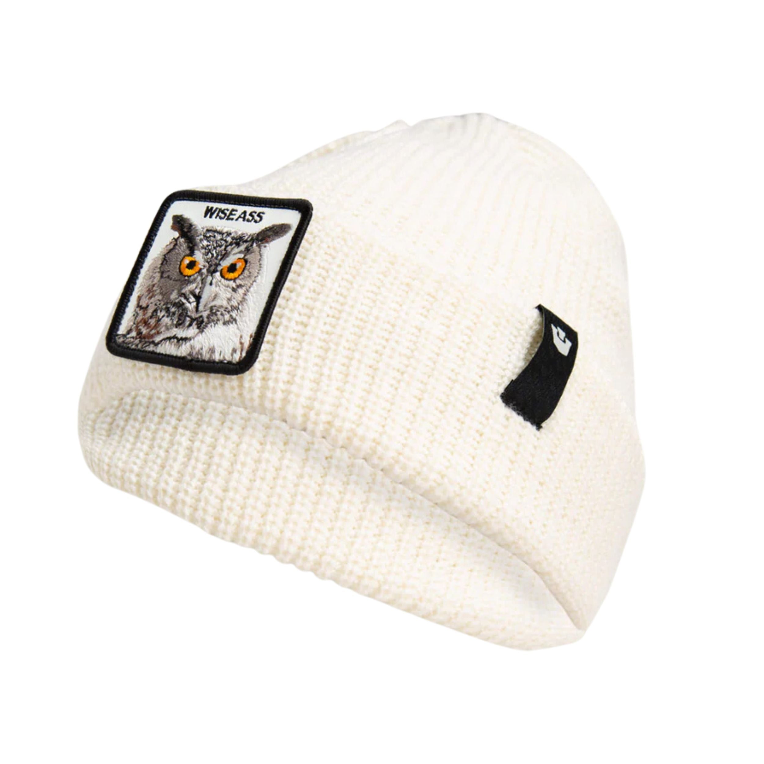 Goorin Bros. Cuffia Beanie 'Wise Ass Owl' in Misto Acrilico Bianco Avorio Unisex