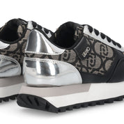 Liu Jo Scarpe Evelyn 915 Sneakers glitter monogram logo all over nero