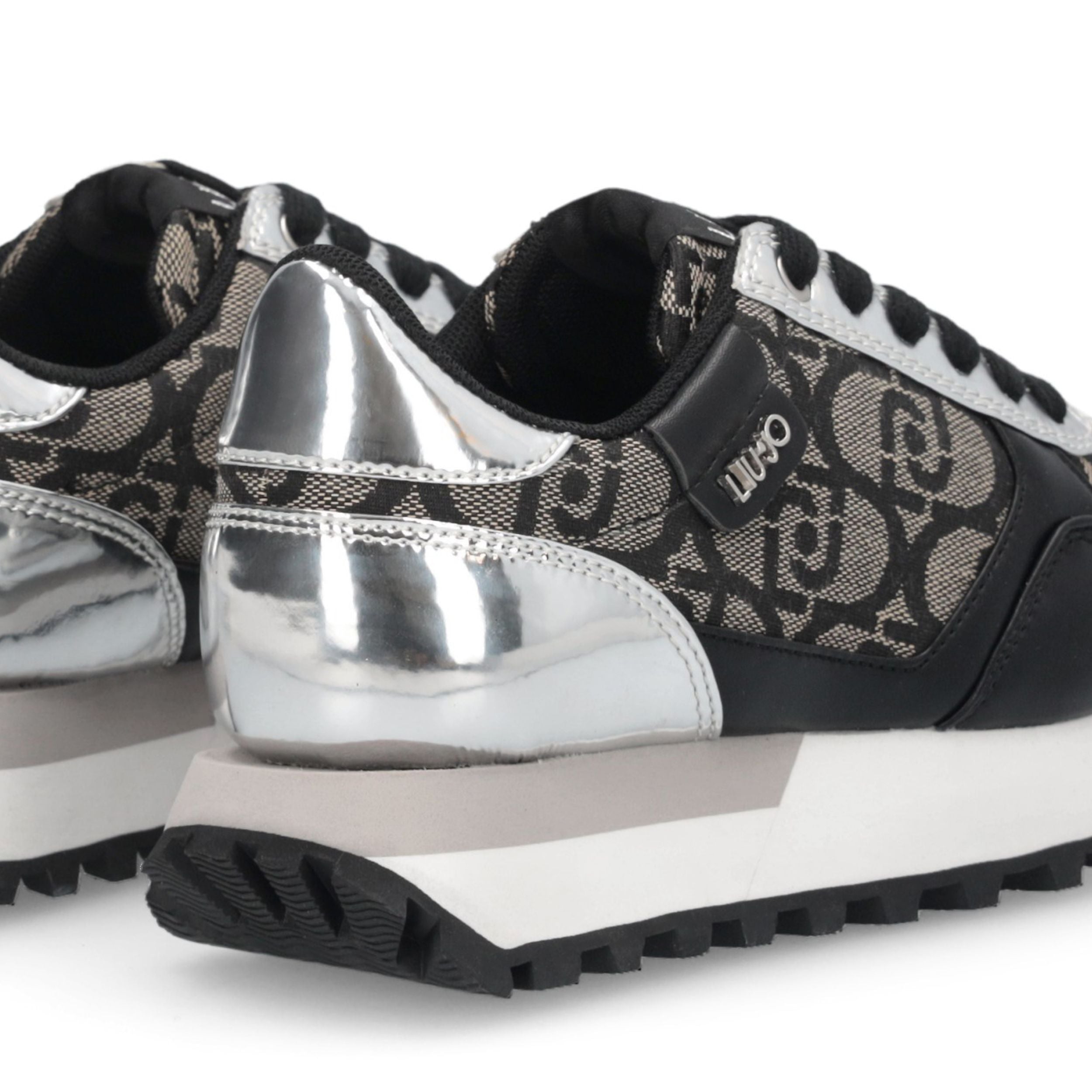 Liu Jo Scarpe Evelyn 915 Sneakers glitter monogram logo all over nero