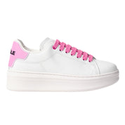 Gaelle Sneakers Scarpe Addict Tomaia in Pelle Bianco Tacco rosa orchidea