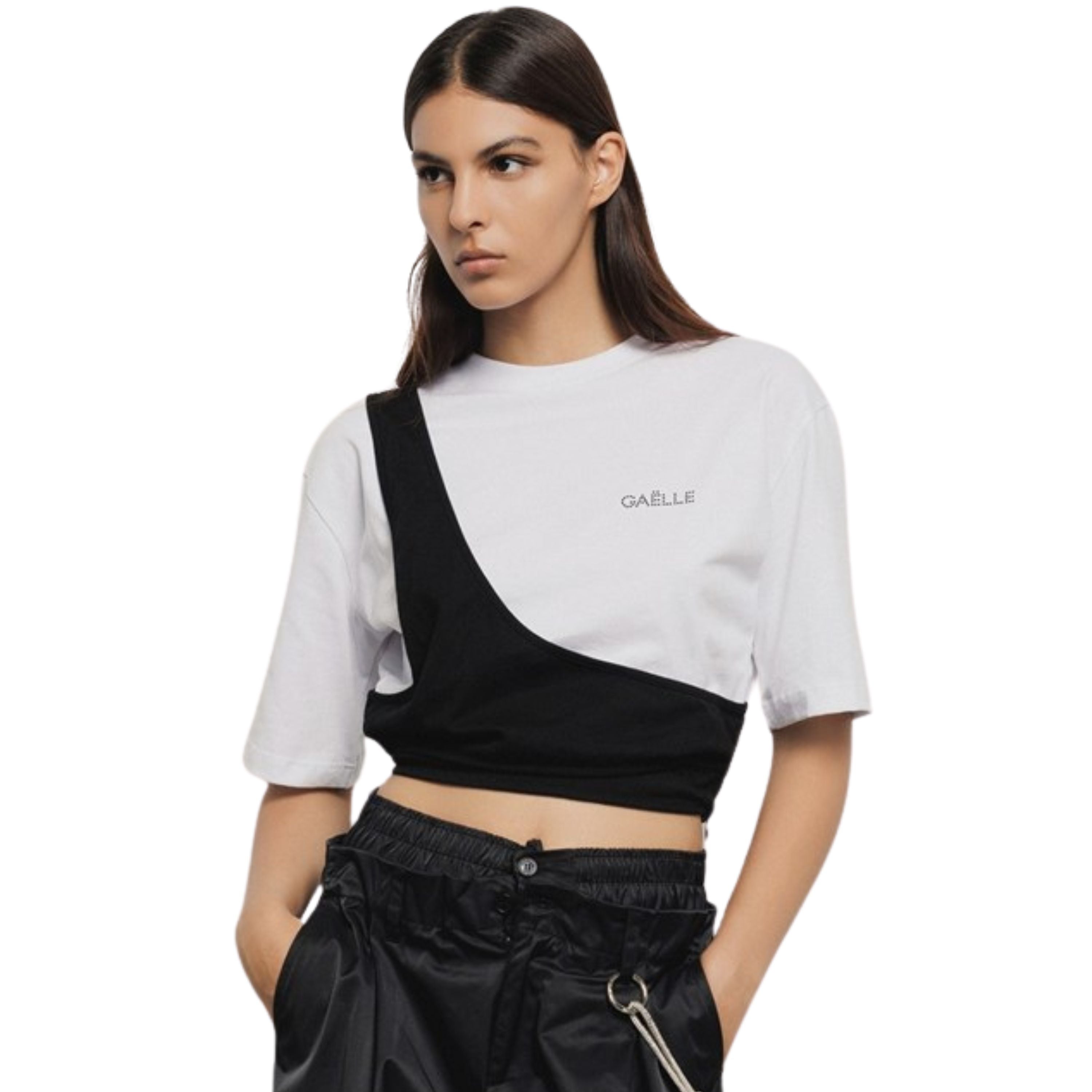 Gaelle T-Shirt crop con dettaglio monospalla jersey