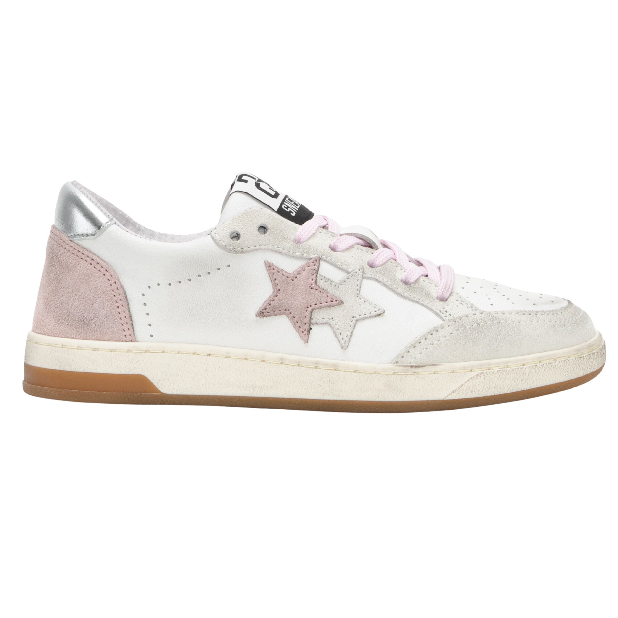 2Star Scarpe Sneakers Made in Italy artigianali Week Star Pelle Bianco Rosa