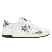 2Star Scarpe Sneakers Made in Italy artigianali Now Star Pelle Argento Bianco 4813