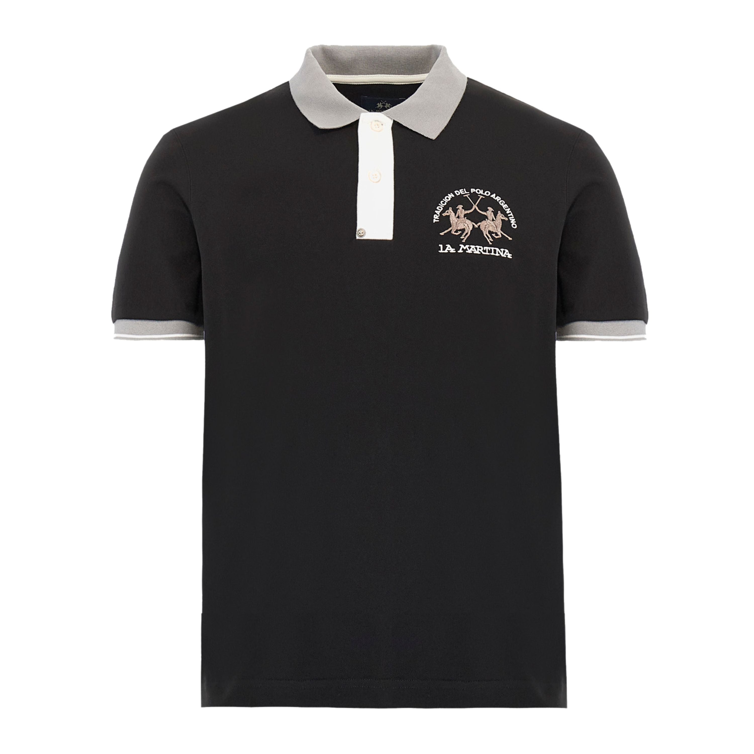 La Martina Polo Classica In Piquet stretch Regular Fit Nero uomo map005
