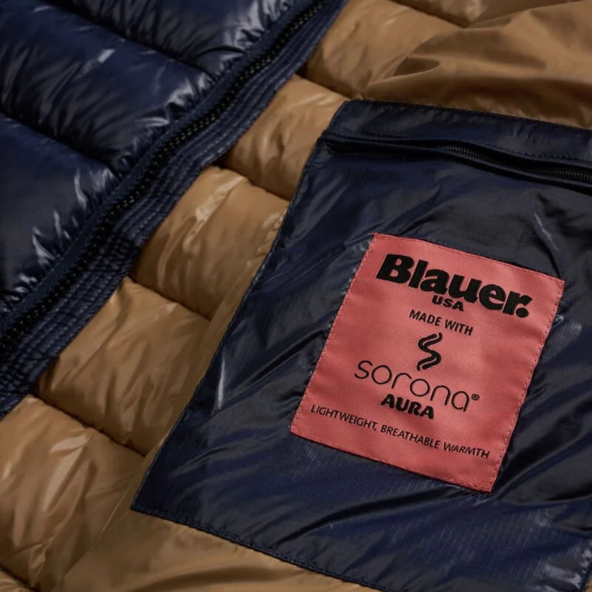 Blauer Giubbino Corto Imbottito Adams Blu Interno Tabacco Uomo