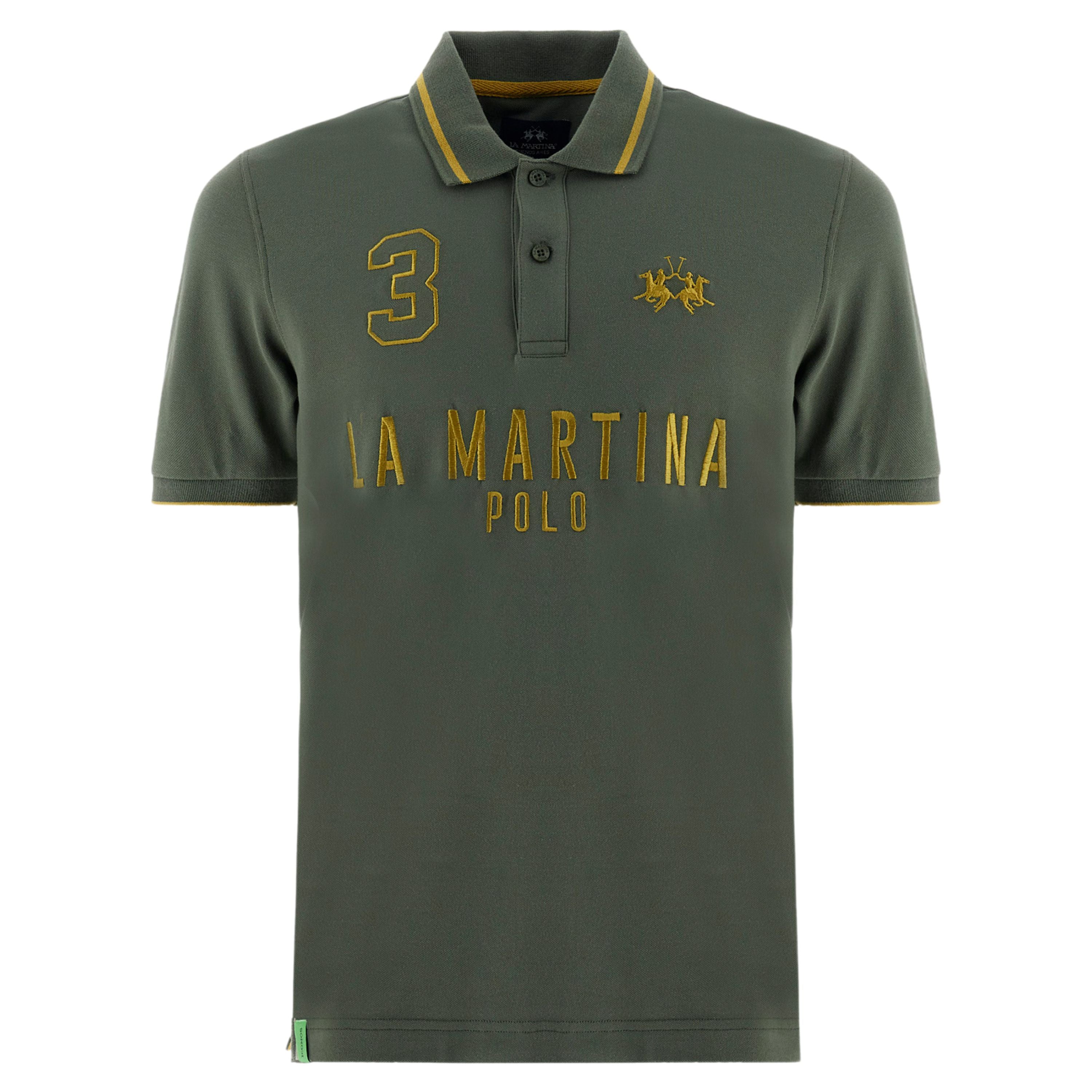 La Martina Polo Ricamo e Numero Logo Cotone verde militare map320