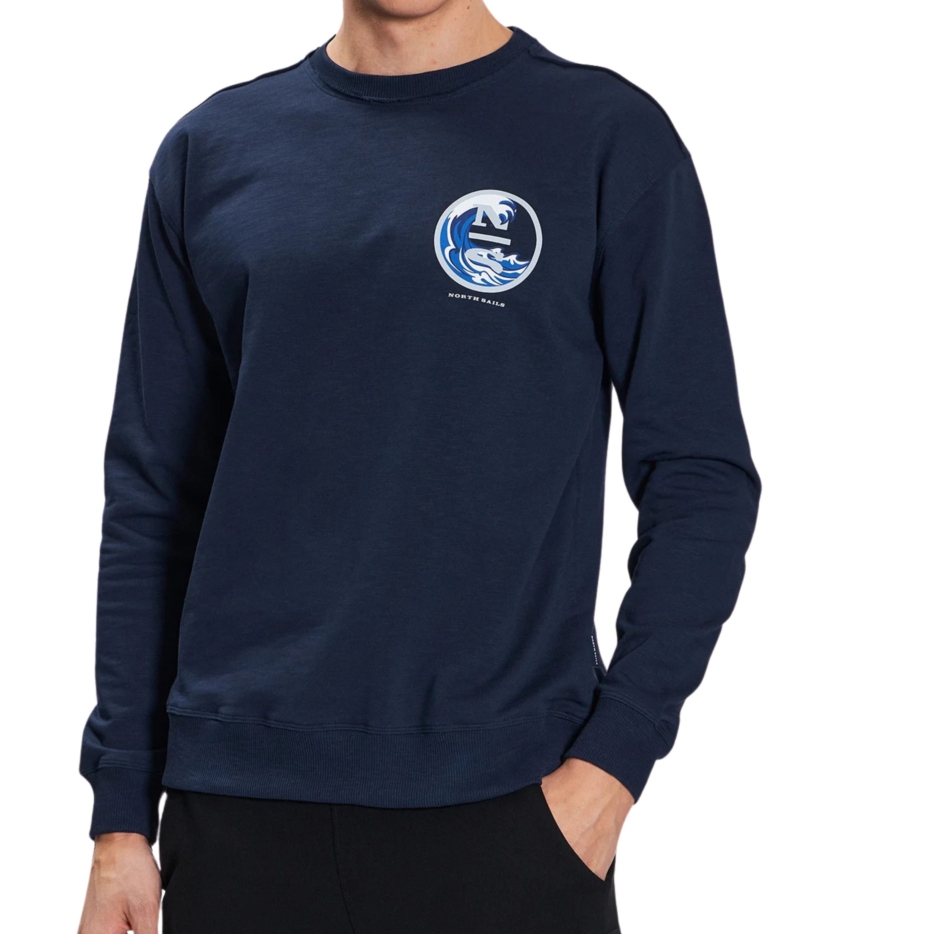 North Sails Felpa manica lunga girocollo CREWNECK SWEATSHIRT blu 691078