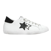 2Star Scarpe Sneakers Made in Italy artigianali PRIME STAR Pelle donna Bianco Nero