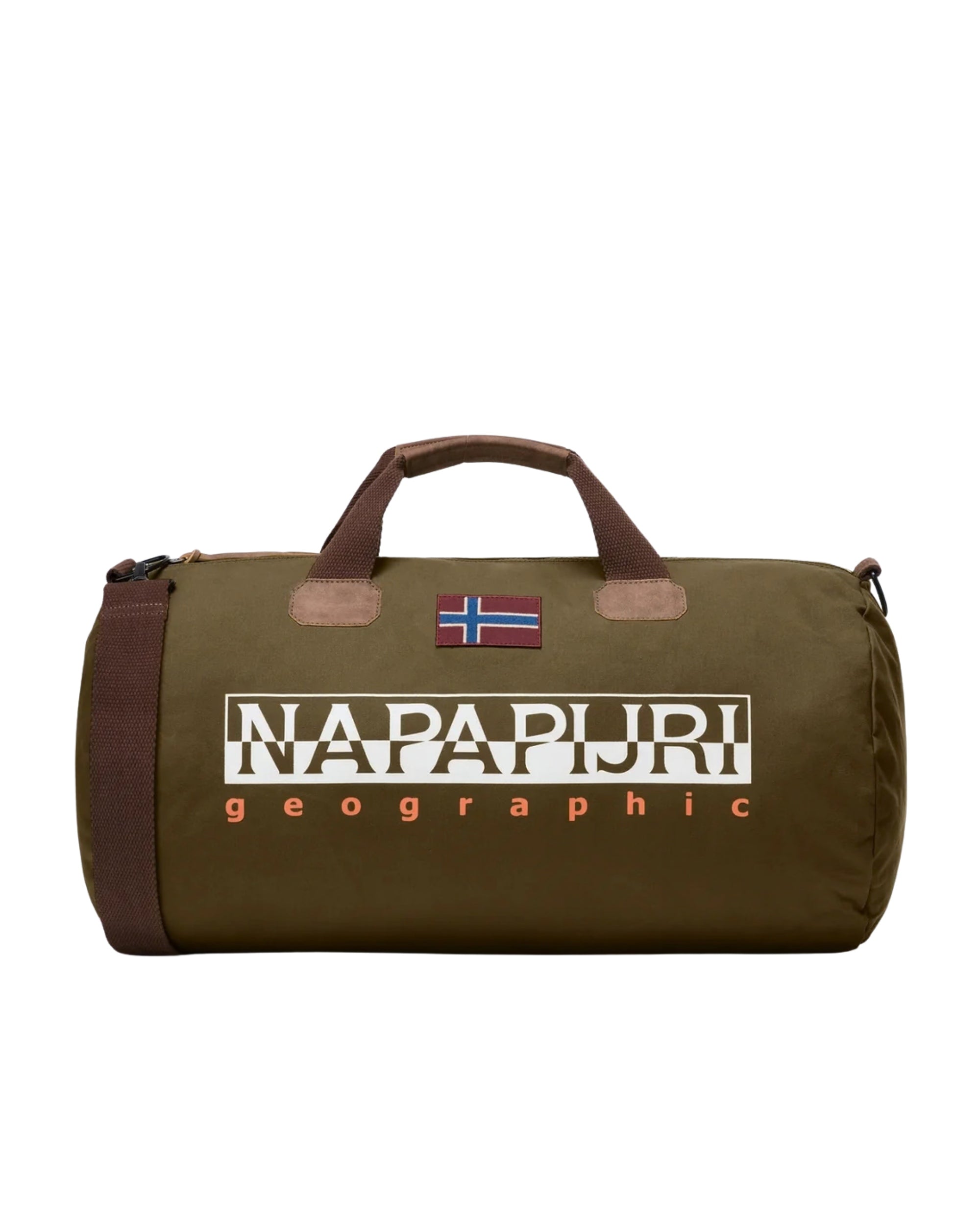 Napapijri Borsa da Viaggio con Tracolla Bering 3 in Cotone Cerato Verde Oliva Unisex