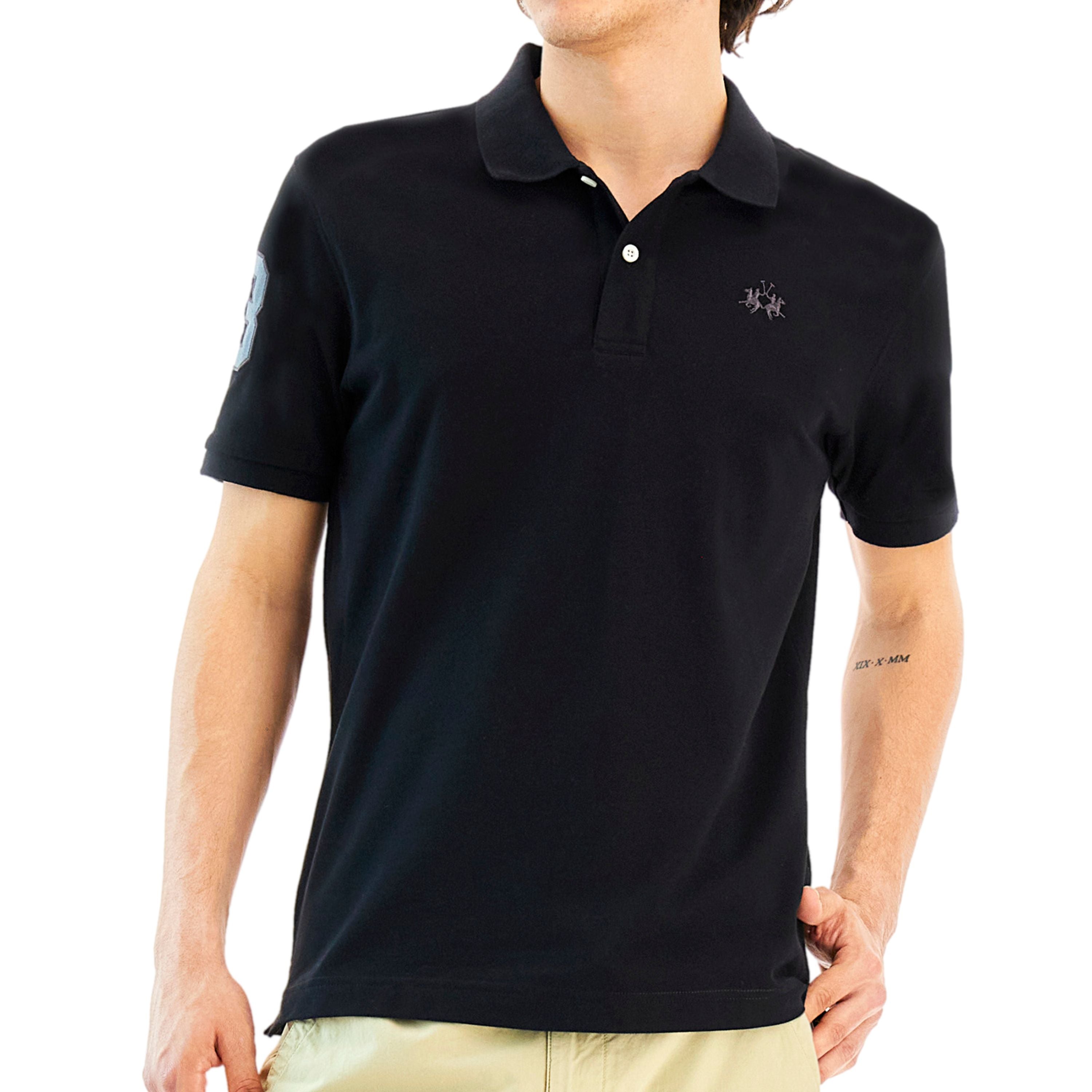 La Martina Polo Classica In Piquet stretch Regular Fit Nero uomo map300