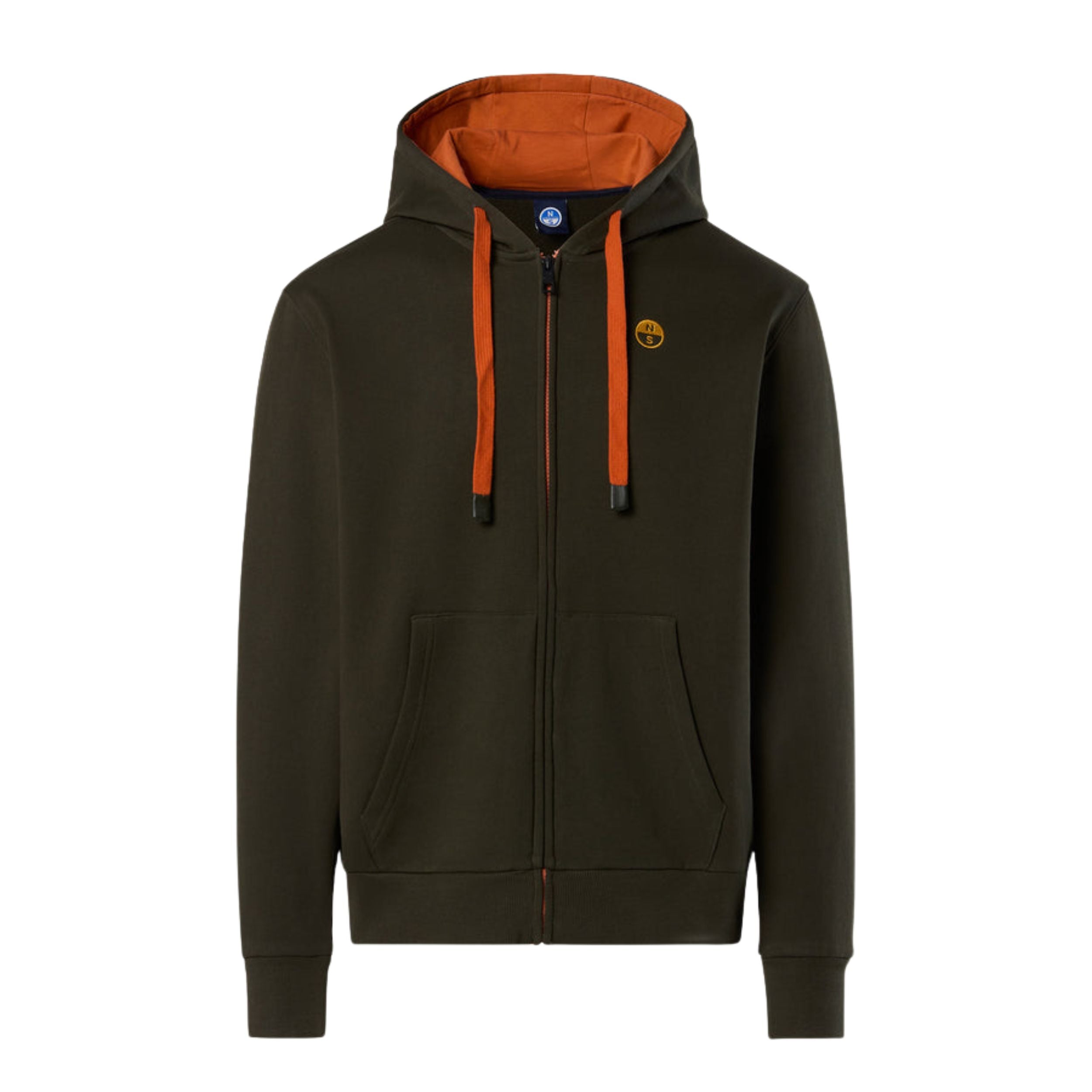 North Sails Felpa manica lunga Hoodie cappuccio full zip 691260 verde 0440