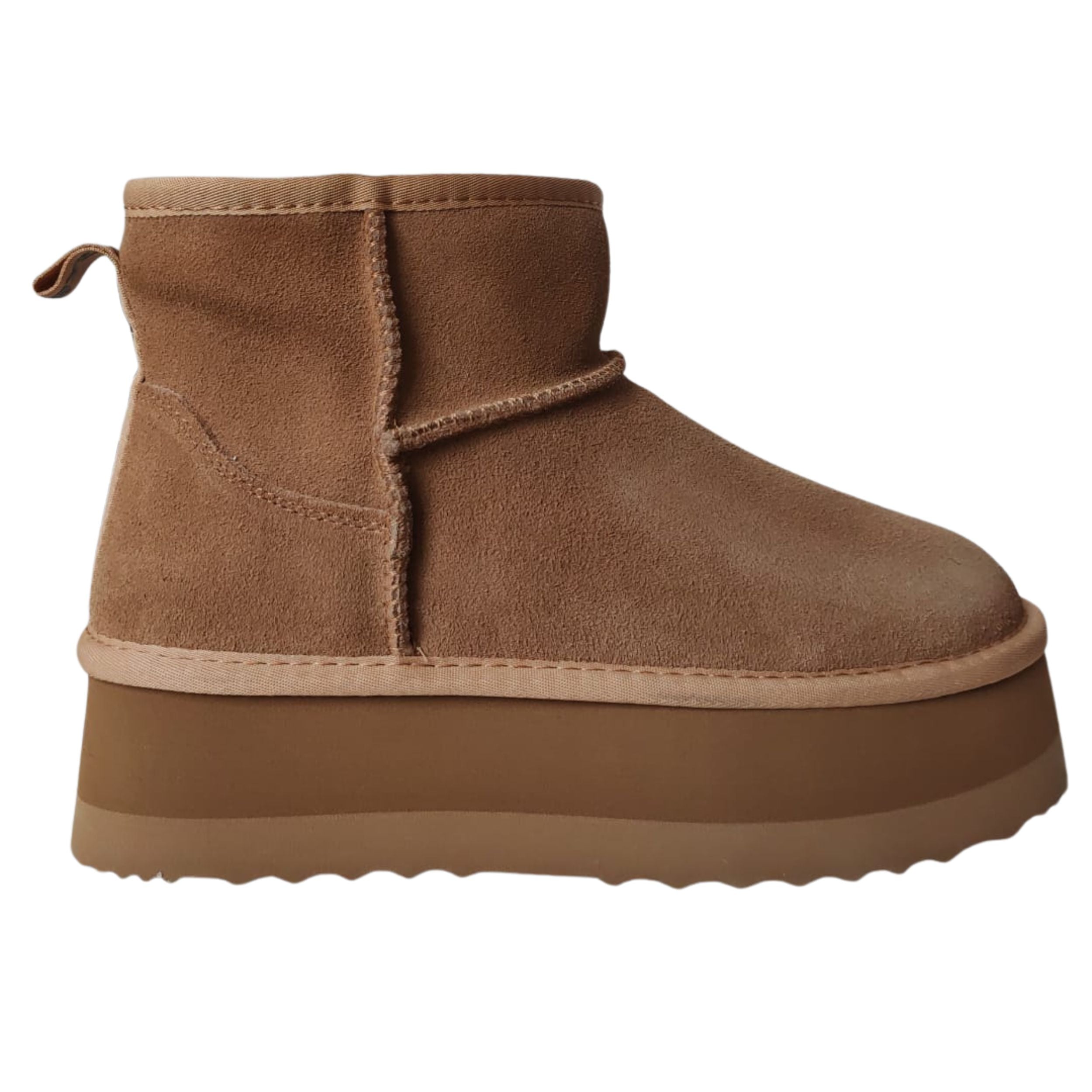 Gaelle Eskimo Boot Donna in Pelle Suede Beige Cammello con Pelliccia Interna