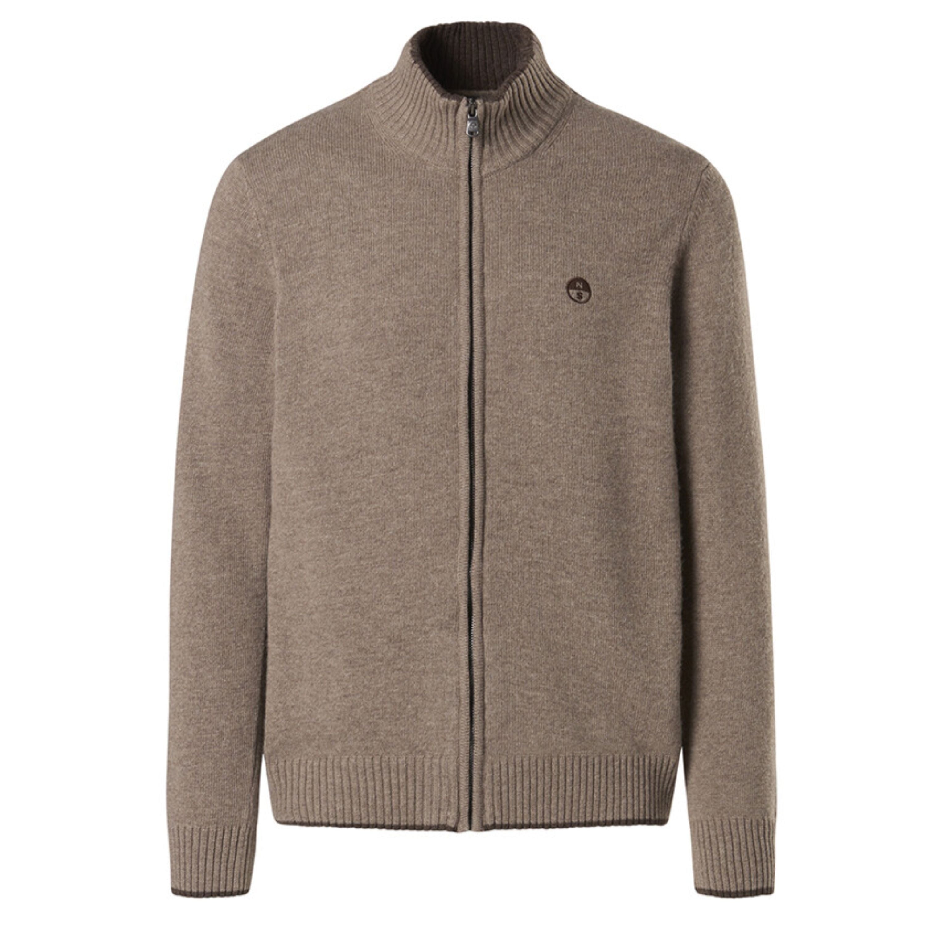 North Sails maglione misto cashmere FULL ZIP manica lunga finezza 7 beige 699154