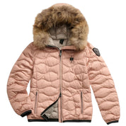 Blauer Piumino Corto Aldie Rosa Pallido Donna Interno Grigio con Cappuccio con Pelliccia