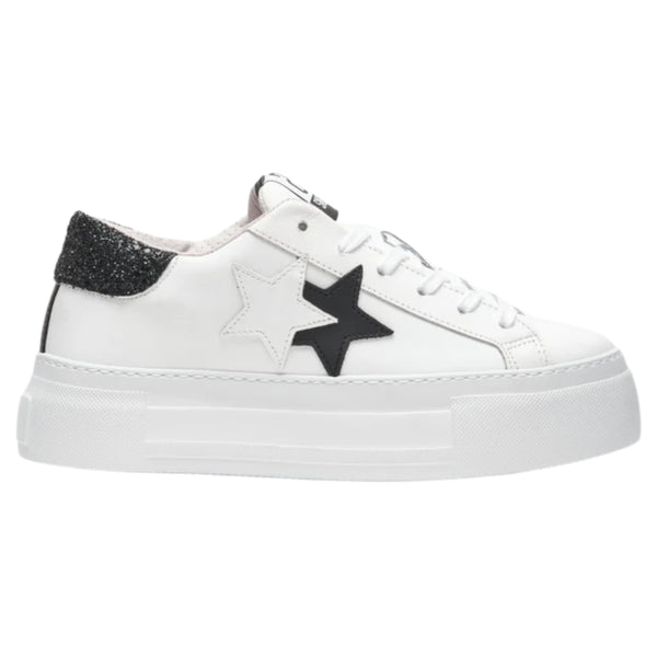 2Star Sneakers Donna Platform Star con Tomaia in Pelle Effetto Used