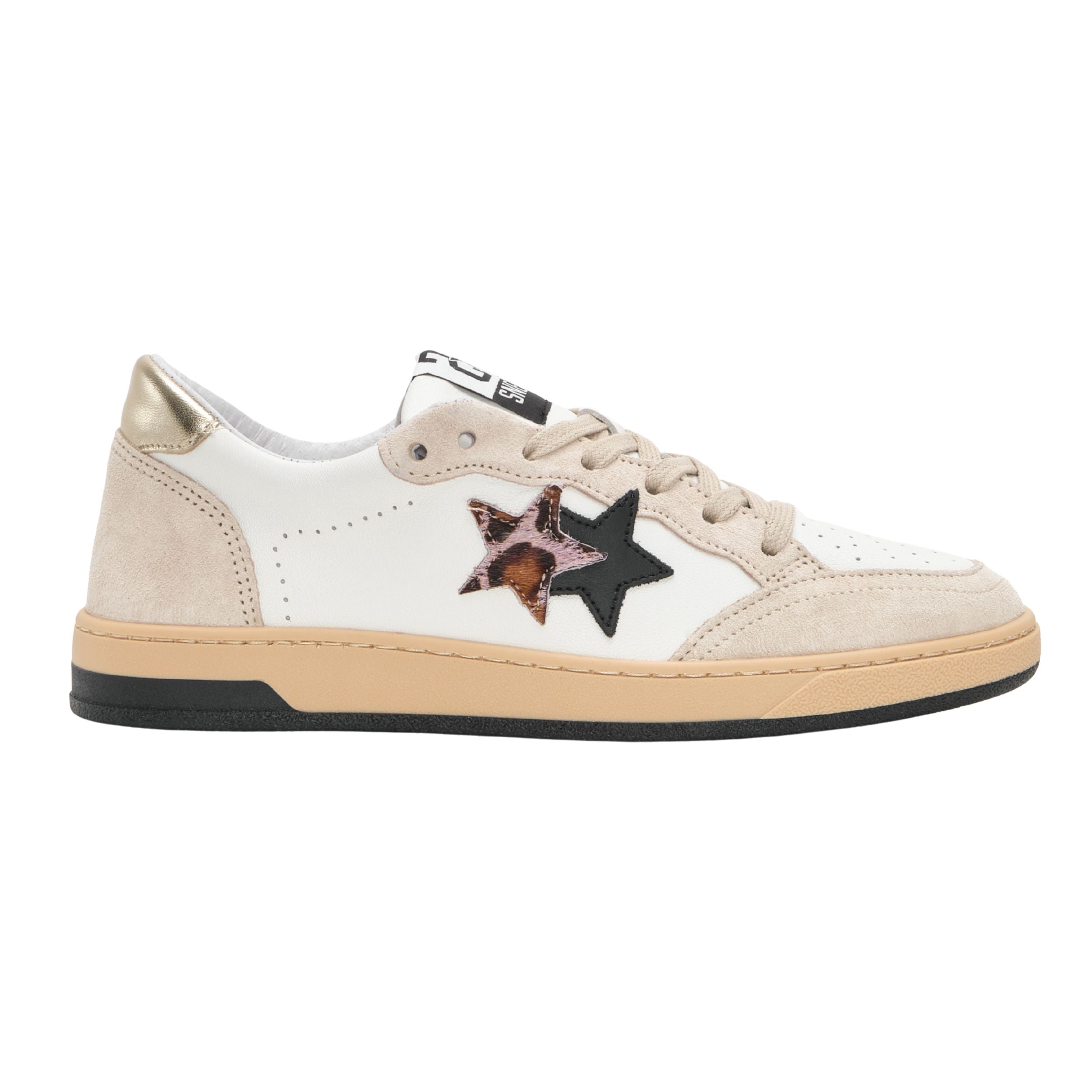 2Star Scarpe Sneakers Made in Italy artigianali Week Star Pelle Bianco Beige Leo