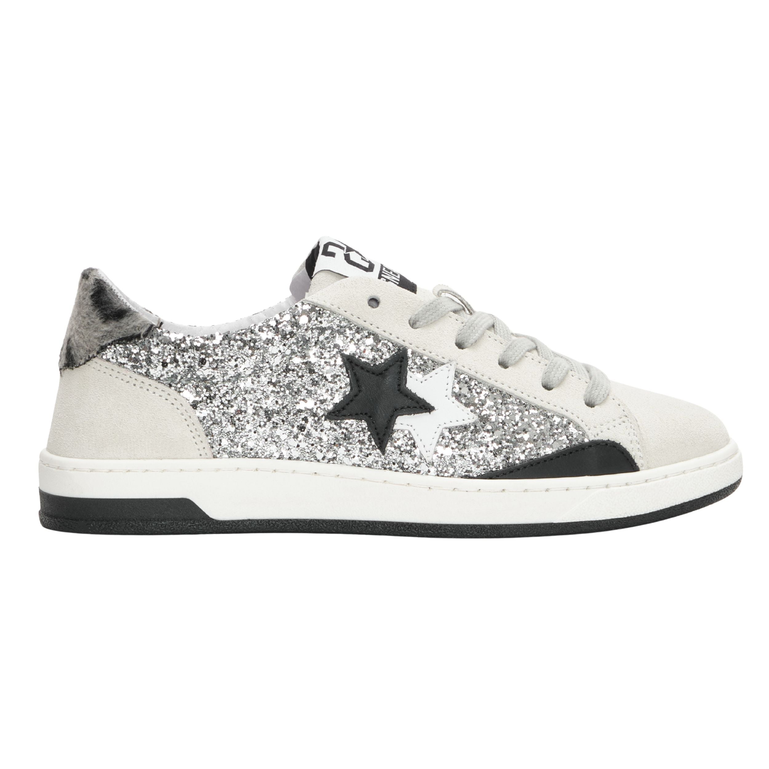 2Star Scarpe Sneakers Made in Italy artigianali Now Star Pelle Argento Bianco leo 4818