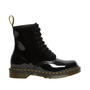 Dr. Martens Stivali Stringati 1460 W Black Patent Lamper in Pelle Nero Donna