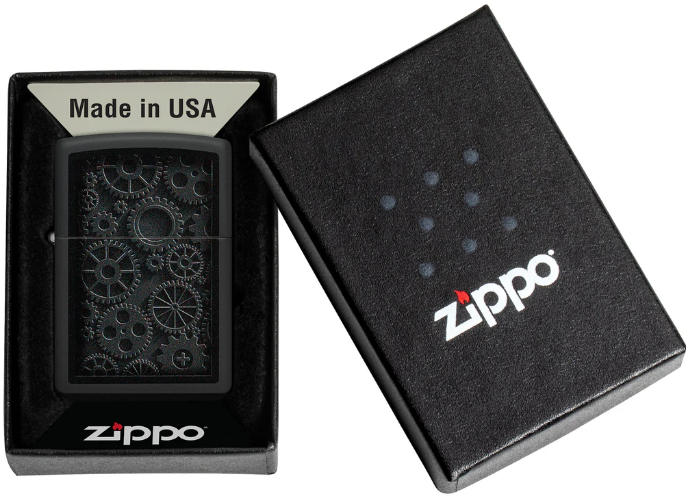 Zippo Refillable Windproof Made In Usa In Black Gift Box Unisex