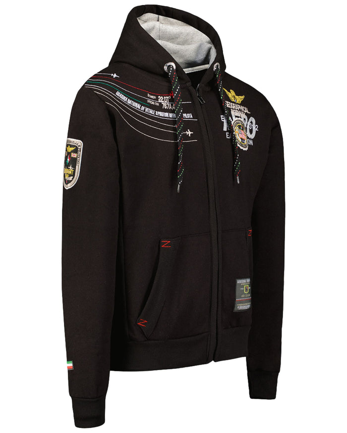 Geographical Norway Felpa Con Cappuccio Con Zip Intera Nero Uomo 2