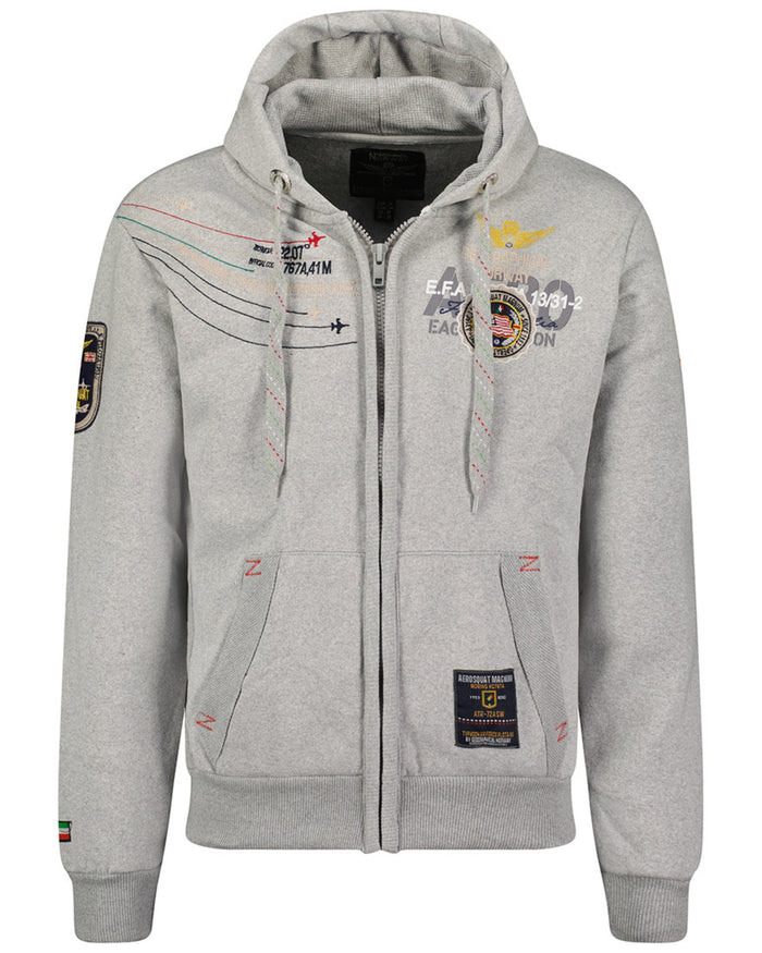 Geographical Norway Felpa Con Cappuccio Con Zip Intera Grigio Uomo 1