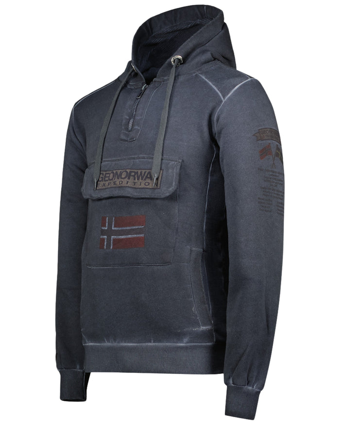 Geographical Norway Geonorway Hoodie With Partial Zip Grey Men 2