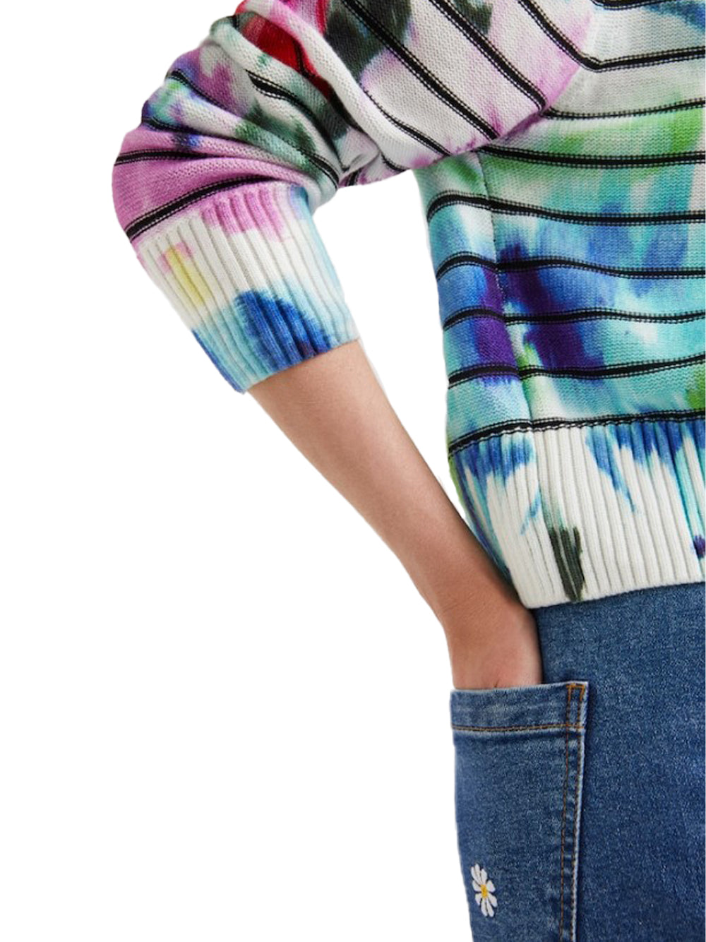 Desigual Pullover A Maglia Piatta Fantasia Multicolore Donna