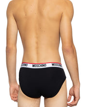 Moschino Underbear Slip Stretch Cotone Nero Confezione da 2