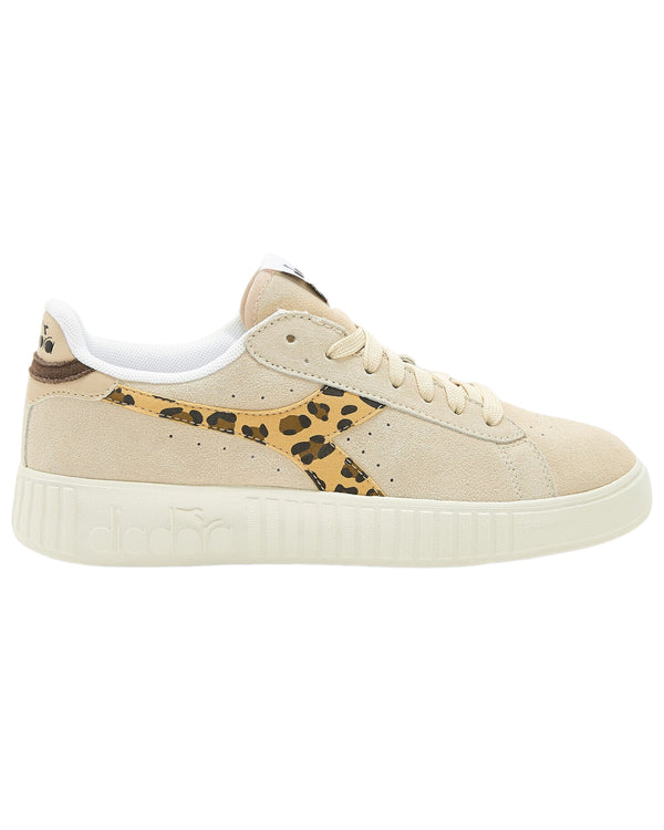 Diadora Sneakers Game Step Suede Animalier Bianco in Pelle Scamosciata