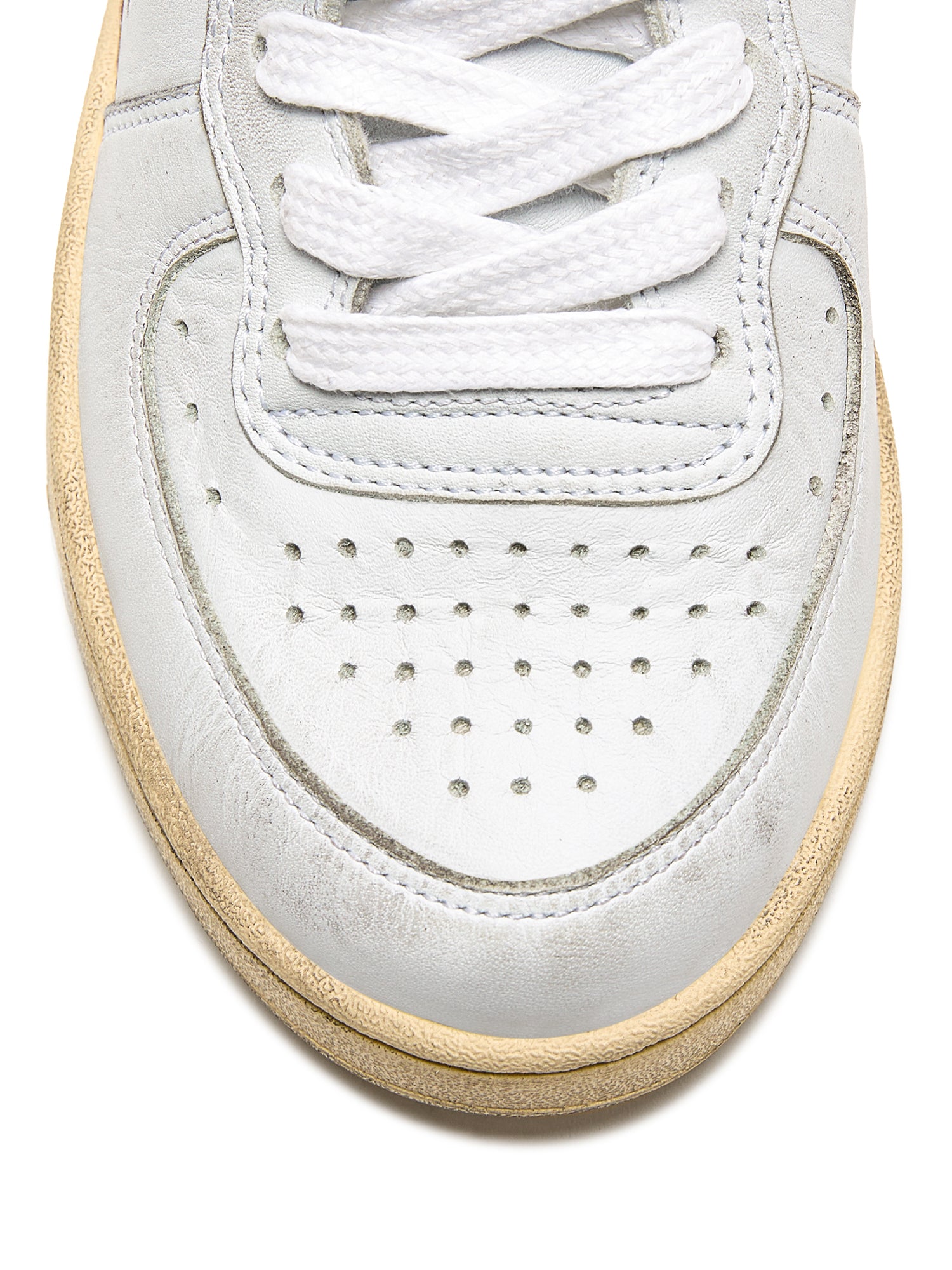 Diadora Heritage Sneaker MI Basket USED in Pelle Premium Stone Wash Bianco Viola Lavanda Unisex